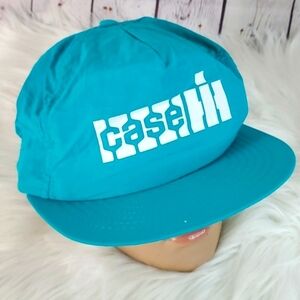 Vintage 90s Case Tractor Bright Vibrant Blue Snapback Parachute Trucker Hat Cap